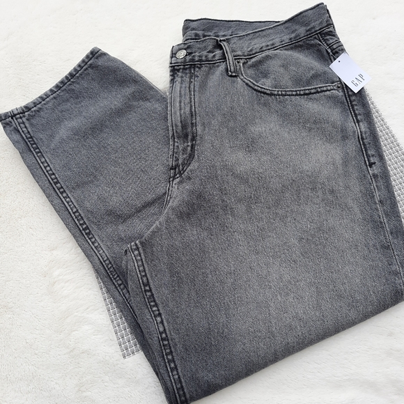 GAP Barrel Jean High Rise Gray Wash Plus 33 16 NEW Washed Black - Picture 14 of 14